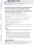 Cover page: A task-based assessment of parental occupational exposure to pesticides and childhood acute lymphoblastic leukemia