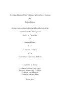 Cover page: Providing Efficient Fault Tolerance in Distributed Systems