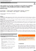 Cover page: Older Adults Use of Cannabis and Attitudes Around Disclosing Medical Cannabis Use to Their Healthcare Providers in California: A Mixed Methods Study.