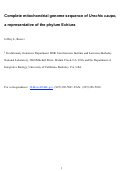 Cover page: Complete mitochondrial genome sequence of Urechis caupo, a representative of the phylum Echiura