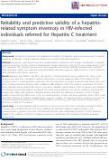 Cover page: Reliability and predictive validity of a hepatitis-related symptom inventory in HIV-infected individuals referred for Hepatitis C treatment