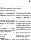 Cover page: Trajectories of maternal weight from before pregnancy through postpartum and associations with childhood obesity