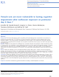 Cover page: Female rats are more vulnerable to lasting cognitive impairment after isoflurane exposure on postnatal day 4 than 7