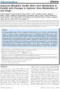 Cover page: Improved Metabolic Health Alters Host Metabolism in Parallel with Changes in Systemic Xeno-Metabolites of Gut Origin