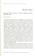 Cover page: Review Essay: American Indian Literature: Current Condition and Suggested Research