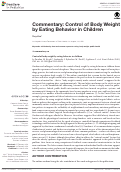 Cover page: Commentary: Control of Body Weight by Eating Behavior in Children