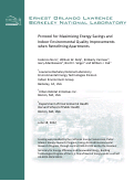 Cover page: Protocol for Maximizing Energy Savings and Indoor Environmental Quality Improvements when Retrofitting Apartments