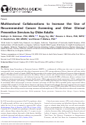 Cover page: Multisectoral Collaborations to Increase the Use of Recommended Cancer Screening and Other Clinical Preventive Services by Older Adults