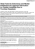 Cover page: Tibial Tubercle Osteotomy and Medial Patellofemoral Ligament Imbrication for Patellar Instability Due to Trochlear Dysplasia.