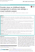 Cover page: Provider views on childhood obesity management in primary care settings: a mixed methods analysis