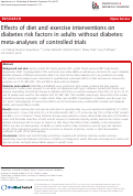 Cover page: Effects of diet and exercise interventions on diabetes risk factors in adults without diabetes: meta-analyses of controlled trials