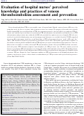 Cover page: Evaluation of hospital nurses' perceived knowledge and practices of venous thromboembolism assessment and prevention