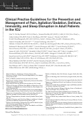 Cover page: Clinical Practice Guidelines for the Prevention and Management of Pain, Agitation/Sedation, Delirium, Immobility, and Sleep Disruption in Adult Patients in the ICU