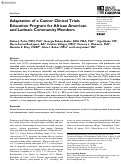 Cover page: Adaptation of a Cancer Clinical Trials Education Program for African American and Latina/o Community Members