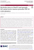 Cover page: Nucleolar stress in C9orf72 and sporadic ALS spinal motor neurons precedes TDP-43 mislocalization