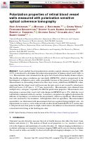 Cover page: Polarization properties of retinal blood vessel walls measured with polarization sensitive optical coherence tomography.