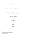 Cover page: Essays on Open Economy Macroeconomics