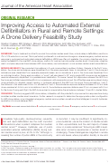 Cover page: Improving Access to Automated External Defibrillators in Rural and Remote Settings: A Drone Delivery Feasibility Study.
