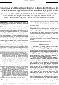 Cover page: Cognitive and Physiologic Reserve Independently Relate to Superior Neurocognitive Abilities in Adults Aging With HIV