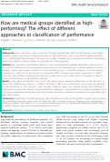 Cover page: How are medical groups identified as high-performing? The effect of different approaches to classification of performance