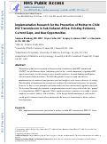 Cover page: Implementation Research for the Prevention of Mother-to-Child HIV Transmission in Sub-Saharan Africa: Existing Evidence, Current Gaps, and New Opportunities