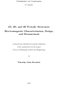 Cover page: 1D, 2D, and 3D Periodic Structures: Electromagnetic Characterization, Design, and Measurement