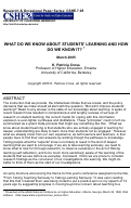 Cover page: What Do We Know About Students' Learning and How Do We Know It?
