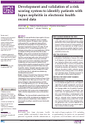 Cover page: Development and validation of a risk scoring system to identify patients with lupus nephritis in electronic health record data