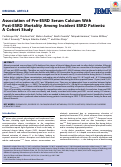 Cover page: Association of Pre-ESRD Serum Calcium With Post-ESRD Mortality Among Incident ESRD Patients: A Cohort Study.