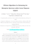 Cover page: Efficient Algorithms for Estimating the Absorption Spectrum within Linear Response TDDFT