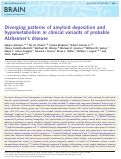 Cover page: Diverging patterns of amyloid deposition and hypometabolism in clinical variants of probable Alzheimer’s disease