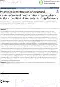 Cover page of Prioritised identification of structural classes of natural products from higher plants in the expedition of antimalarial drug discovery.