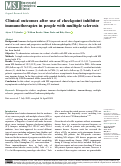 Cover page: Clinical outcomes after use of checkpoint inhibitor immunotherapies in people with multiple sclerosis.