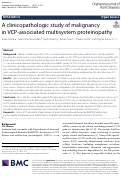 Cover page: A clinicopathologic study of malignancy in VCP-associated multisystem proteinopathy