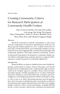 Cover page: Creating Community Criteria for Research Participation at Community Health Centers