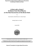 Cover page: A Gain with a Drain? Evidence from Rural Mexico on the New Economics of the Brain Drain