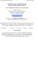 Cover page: Definitions of state variables and state space for brain-computer interface. Part 1. Multiple hierarchical levels of brain function