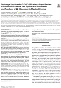 Cover page: Discharge Practices for COVID-19 Patients: Rapid Review of Published Guidance and Synthesis of Documents and Practices at 22 US Academic Medical Centers