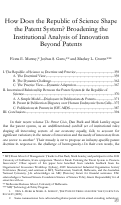 Cover page: How Does the Republic of Science Shape the Patent System? Broadening the Institutional Analysis of Innovation Beyond Patents