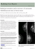Cover page: Initial presentation and recurrence of metastatic rhabdomyosarcoma as breast mass.