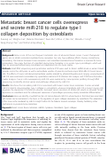 Cover page: Metastatic breast cancer cells overexpress and secrete miR-218 to regulate type I collagen deposition by osteoblasts