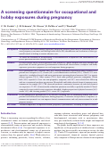 Cover page: A screening questionnaire for occupational and hobby exposures during pregnancy