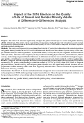 Cover page: Impact of the 2016 Election on the Quality of Life of Sexual and Gender Minority Adults: A Difference-in-Differences Analysis