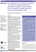 Cover page: An exploration of counterfeit medicine surveillance strategies guided by geospatial analysis: lessons learned from counterfeit Avastin detection in the US drug supply chain