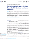 Cover page: Equity, Diversity and Inclusion: Racial inequity in grant funding from the US National Institutes of Health