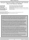 Cover page: Emergency Department Patient Satisfaction with Treatment of Low-risk Pulmonary Embolism