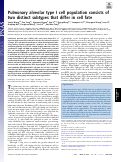 Cover page: Pulmonary alveolar type I cell population consists of two distinct subtypes that differ in cell fate