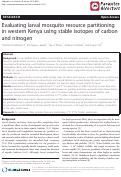 Cover page: Evaluating larval mosquito resource partitioning in western Kenya using stable isotopes of carbon and nitrogen.