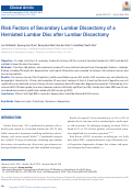 Cover page: Risk Factors of Secondary Lumbar Discectomy of a Herniated Lumbar Disc after Lumbar Discectomy