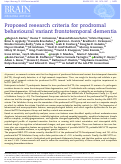Cover page: Proposed research criteria for prodromal behavioural variant frontotemporal dementia